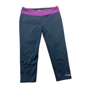 Saucony Womens‎ Black Purple Capri Running Leggings Size L 80748-BKAME K11